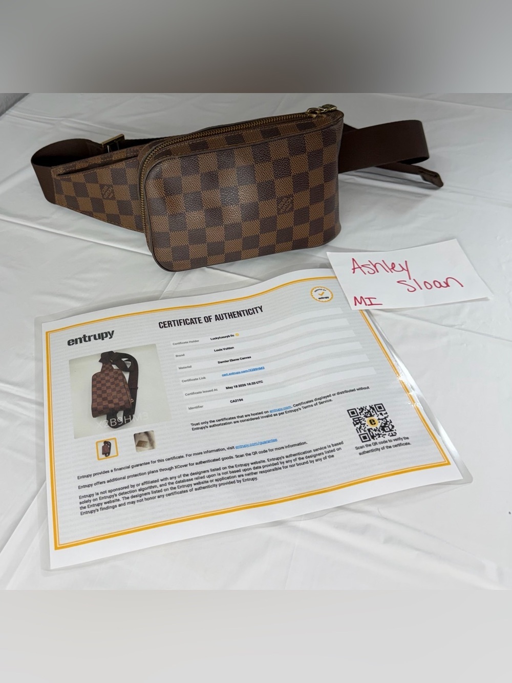Louis Vuitton Damier Ebene Geronimos body bag with COA and dust bag